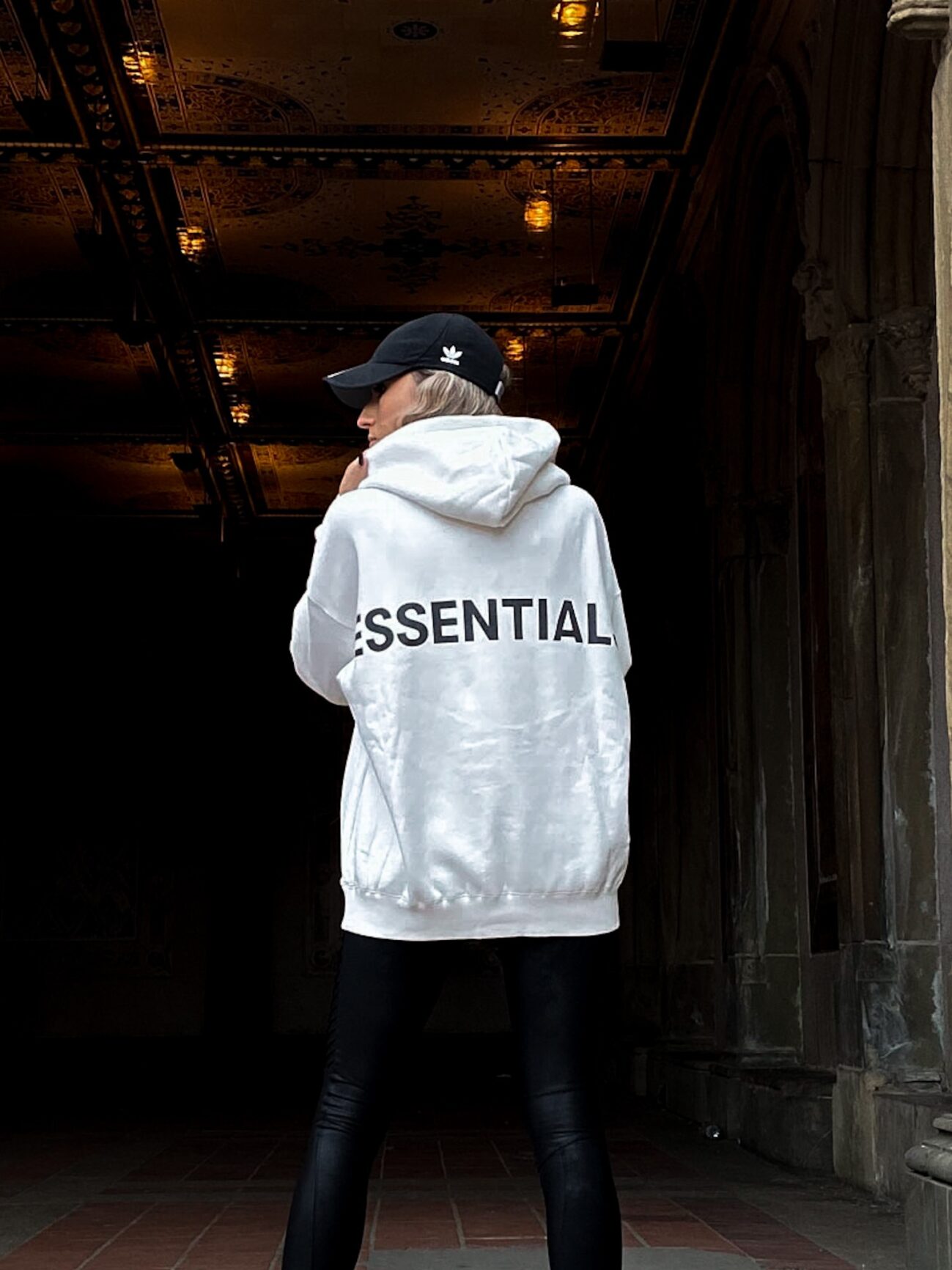 Essentials FOG White Hoodie Outfit NYC Trip