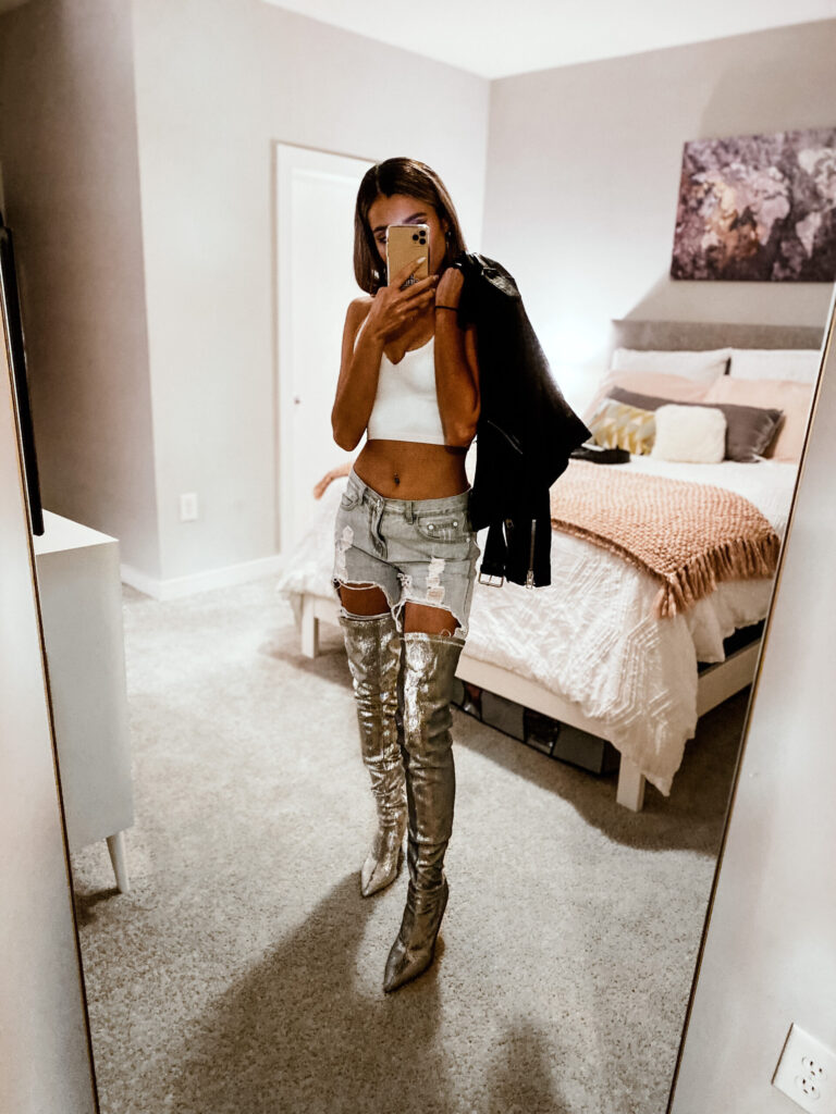 sparkle thigh high boots