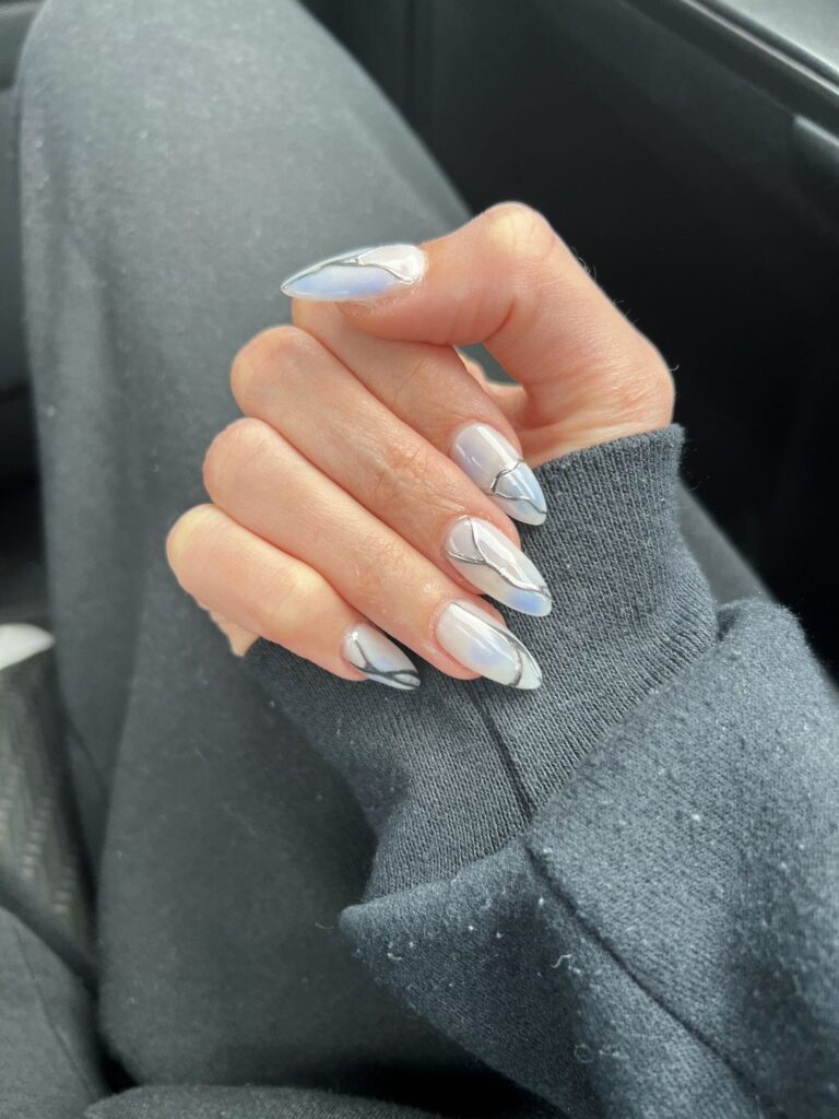 Marble Light Blue Apres Nails