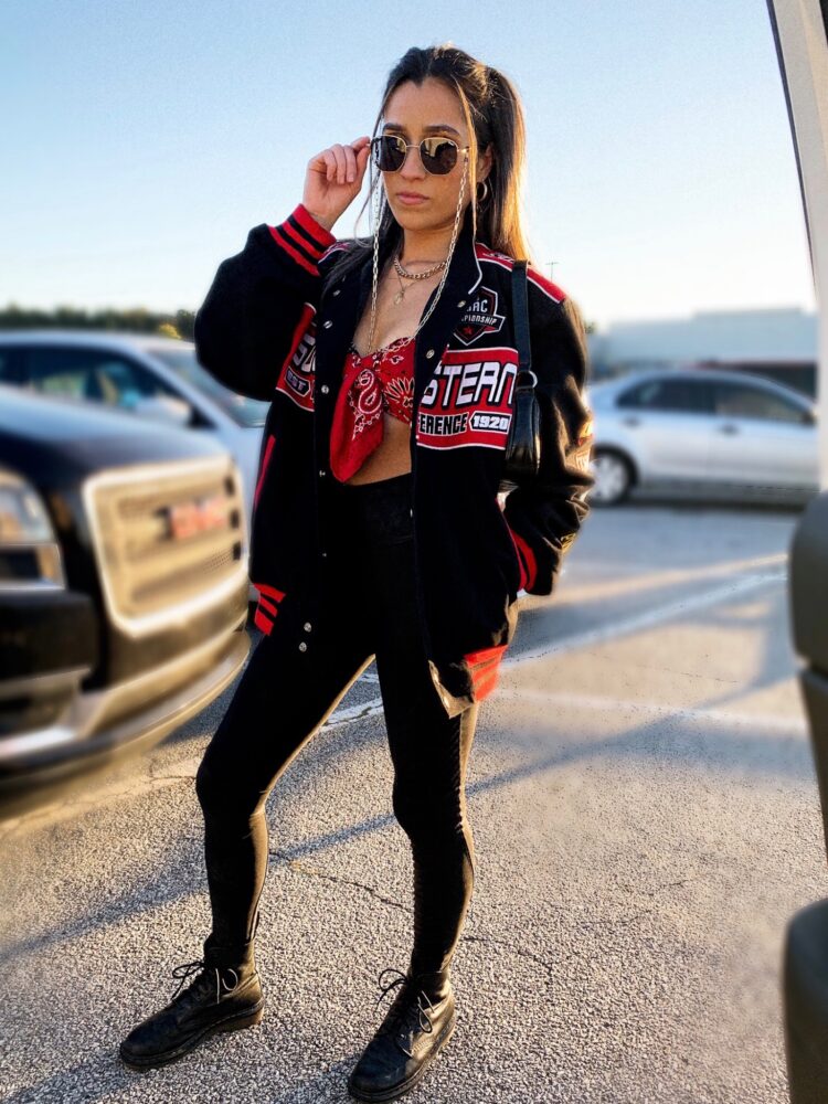 girl in red nascar jacket