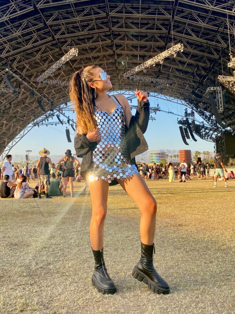 Coachella Music Festival OOTD3 Metal Disco Ball Dress