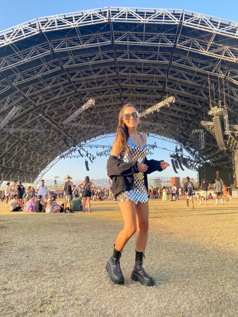 Coachella Music Festival OOTD3 Metal Disco Ball Dress