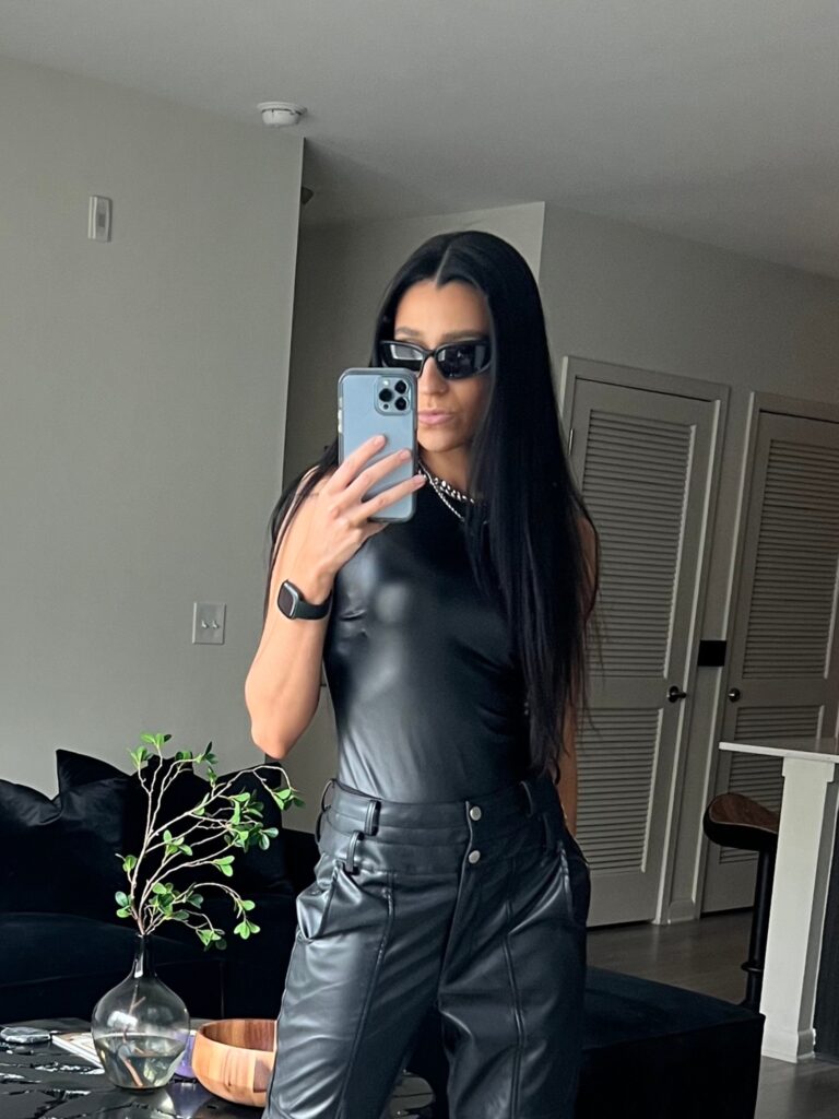 All Black Leather Outfit w/ Prada Sunglasses