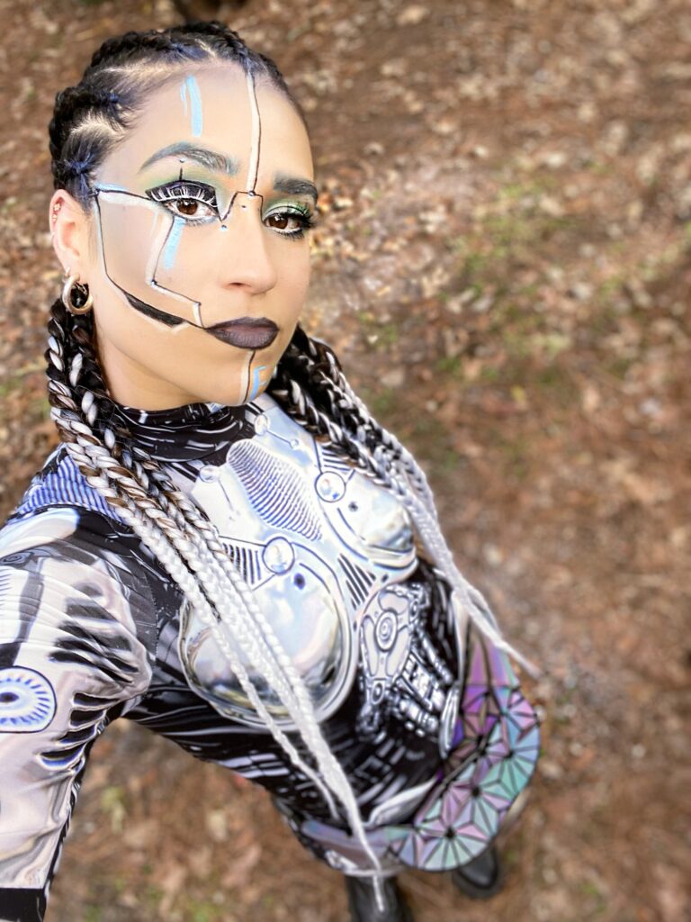 Hulaween Music Festival Halloween Robot Group Costumes - Robot Makeup